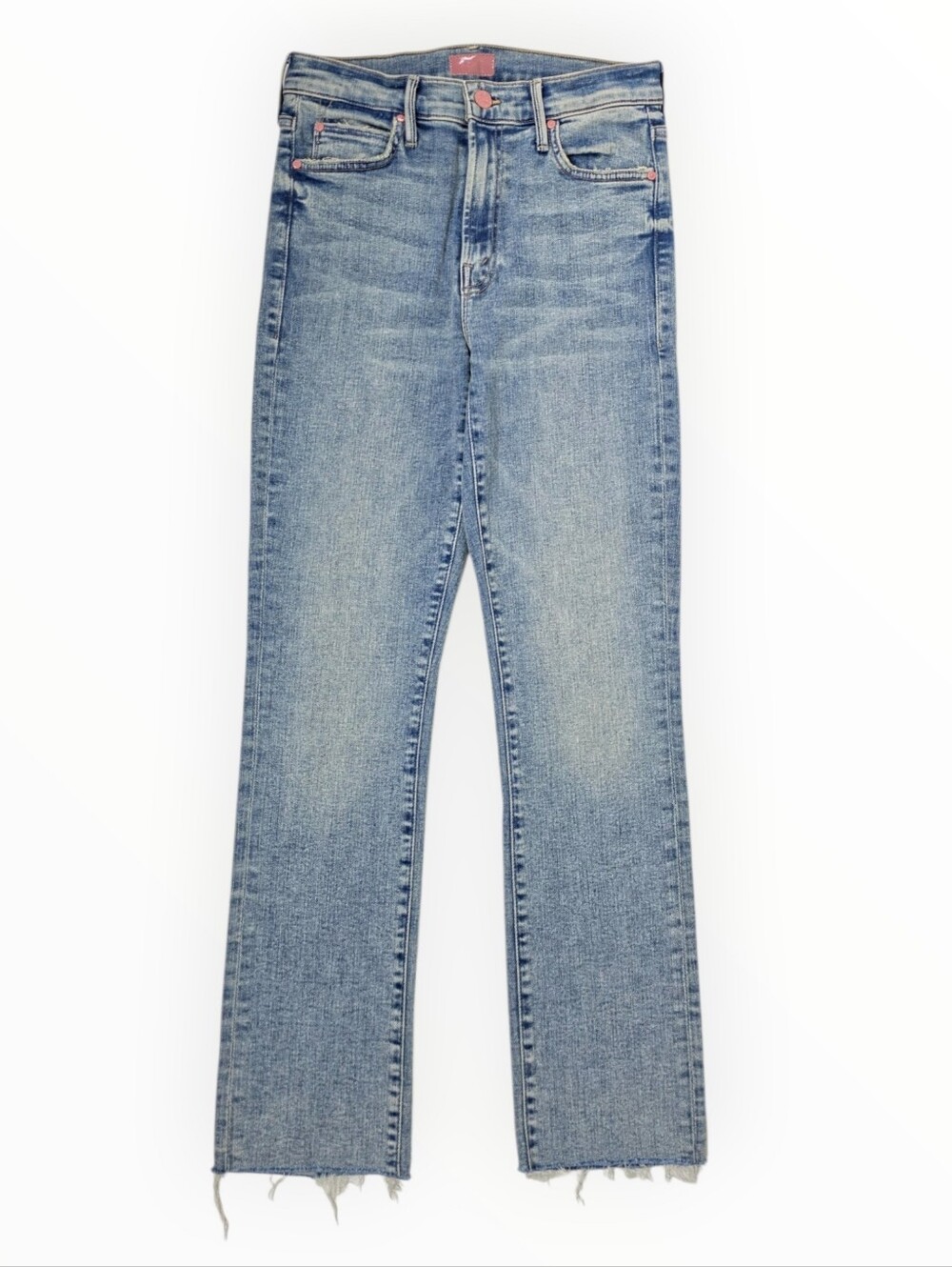 MOTHER The Rascal Ankle Fray Jeans Women's 27 Bonfire Lighting Blue Straight